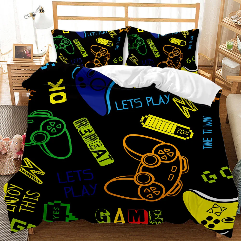 

Black and White Gamepad Bedding Set Children and Teenagers Bedroom Decoration Game Duvet Cover Pillowcase 3D Home Textiles