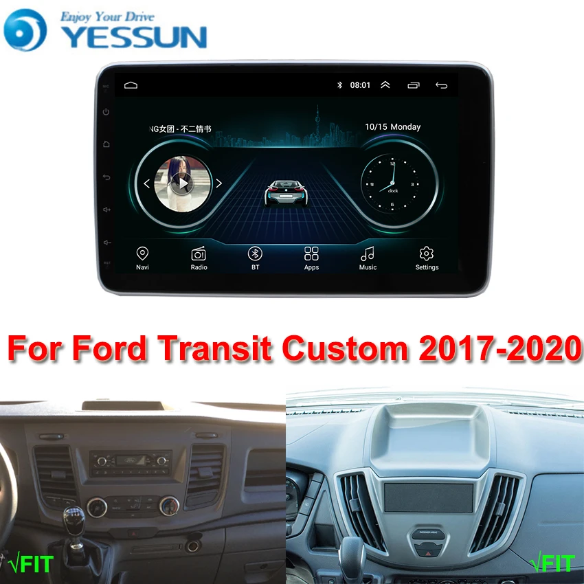 For Ford Transit Custom Car Android Multimedia Player Car Radio GPS Navigation Round Corner IPS Screen Mirror Link Stereo