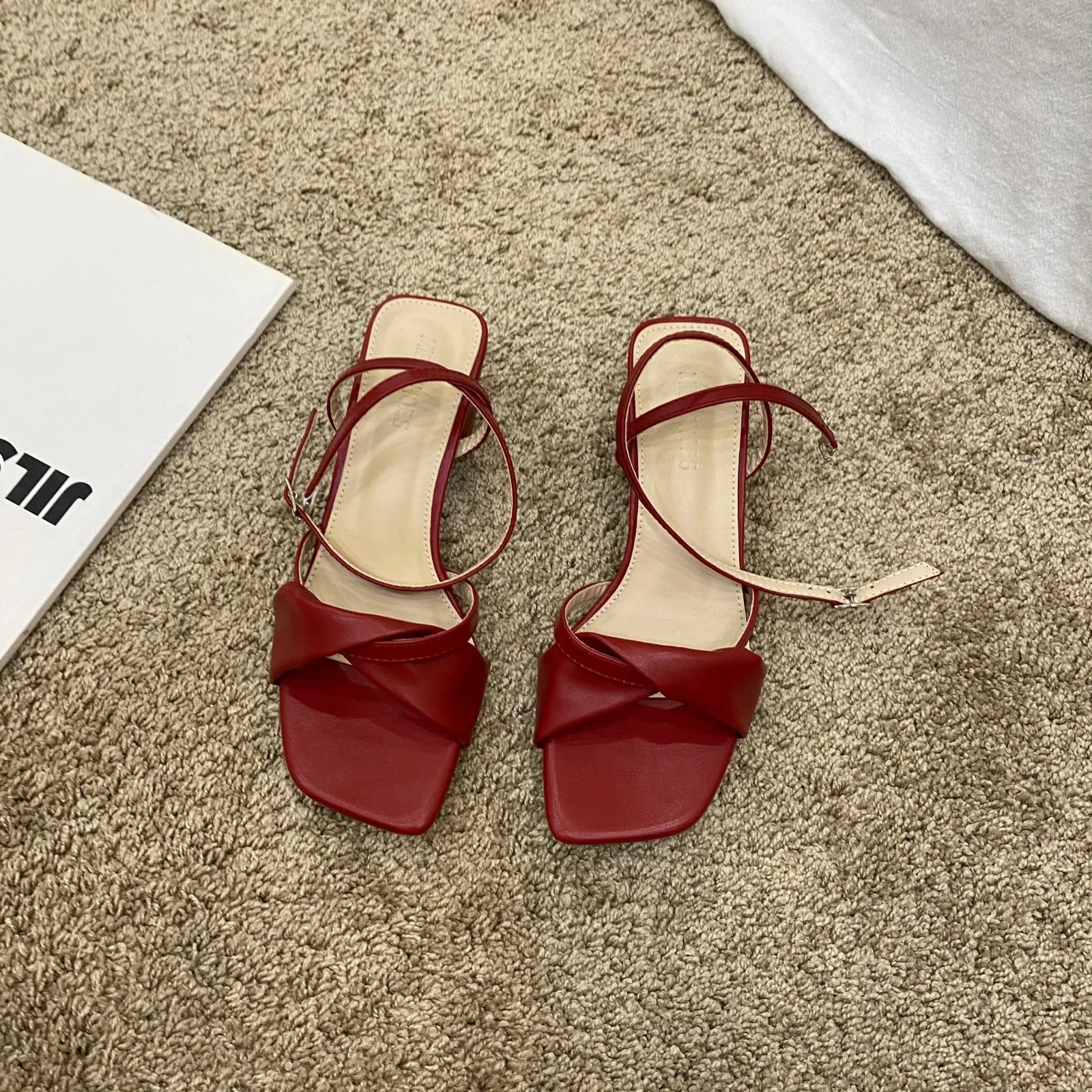 

Women Sandals 2021Square Toe Toothy ShoesMid Heel SandalsOutdoor Casual Work Shoes