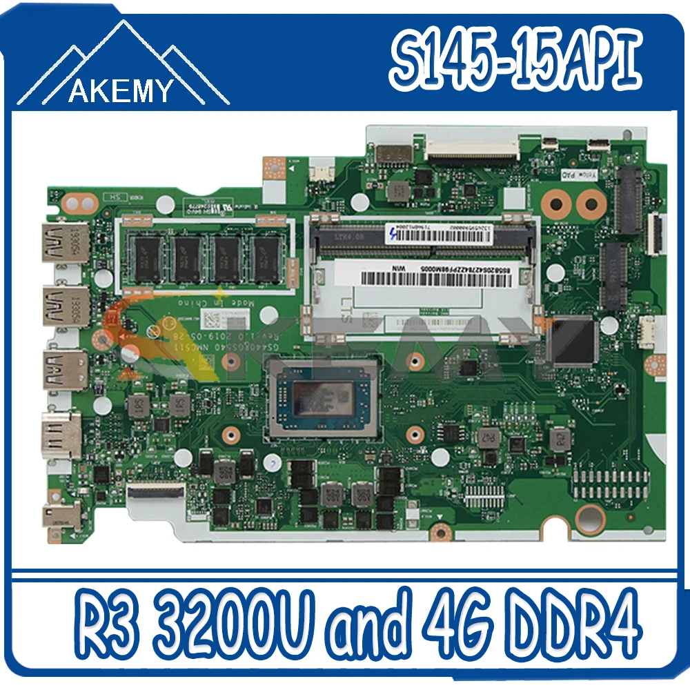 Günstig NM-C511 Für Lenovo IdeaPad S145-15API Tragbare Motherboard NM-C511 Mit CPU R3 3200U Und 4G DDR4 100% Test Arbeit Mainboard