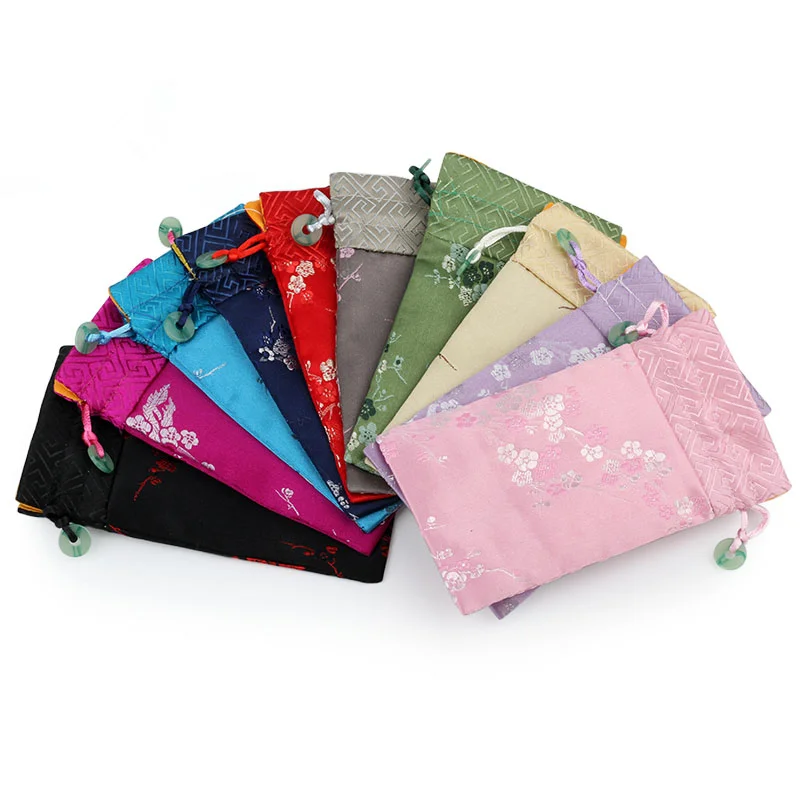 3 шт. Подарочная сумка в стиле пэчворк из нефрита с цветком вишни на шнурке для