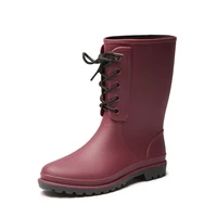 winter fashion women rain boots wear resistant waterproof rubber shoes pvc non slip water shoes casual ladies middle rainboots