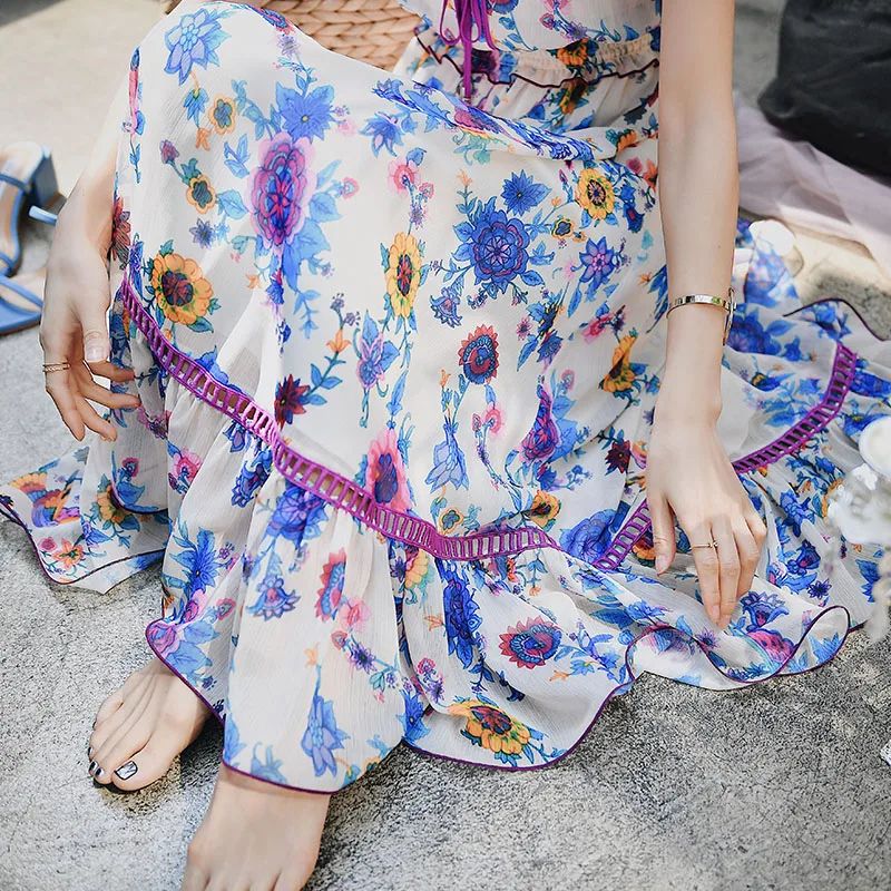 Женское шифоновое платье миди Dabuwawa длинное пляжное с цветочным принтом