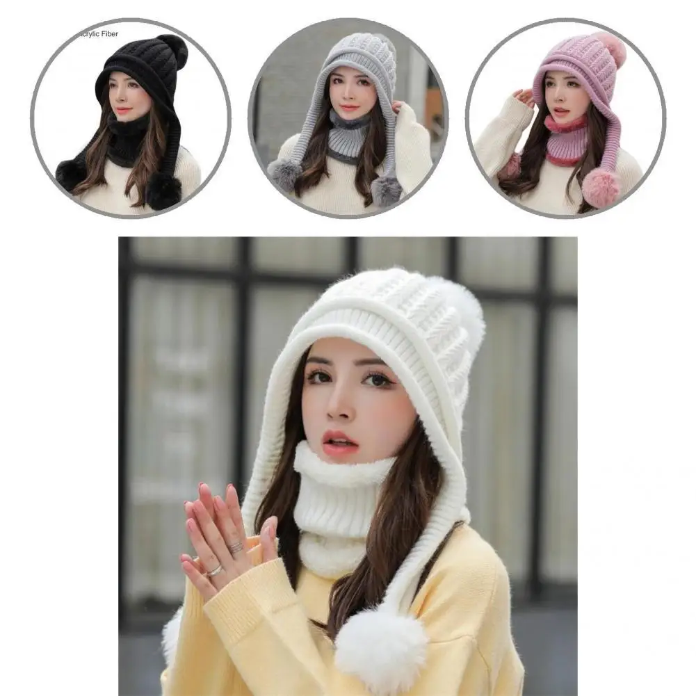 

Beanies Scarf Elastic Fine Workmanship Windproof Ear Protection Fleece Lining Hat Scarf Cap Neckerchief for Outdoor
