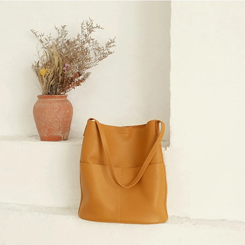 

Fashion Tote Bag For Woman Luxury Designer Genuine Leather Lady Handbag Female 2 Pcs Casual Shoulder Bags Soft Messenger Bag