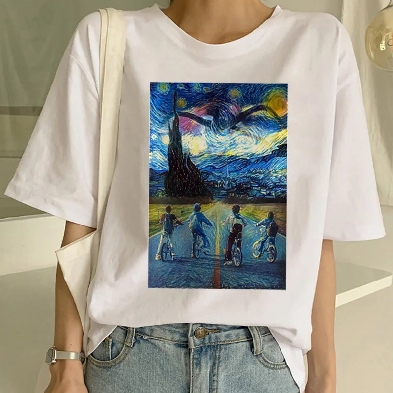 Забавная футболка с картиной Ван Гога модная женская повседневные футболки