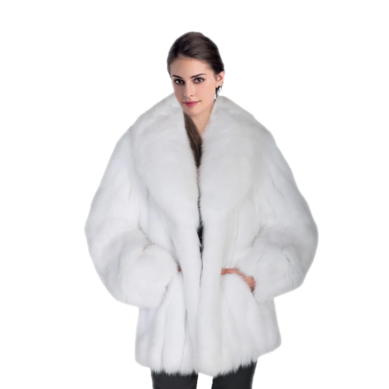 

Autumn Winter Women Coat Elegant Faux Fur Coat Super Thick Jackets Fashion Fox Collar Coats Outwear
