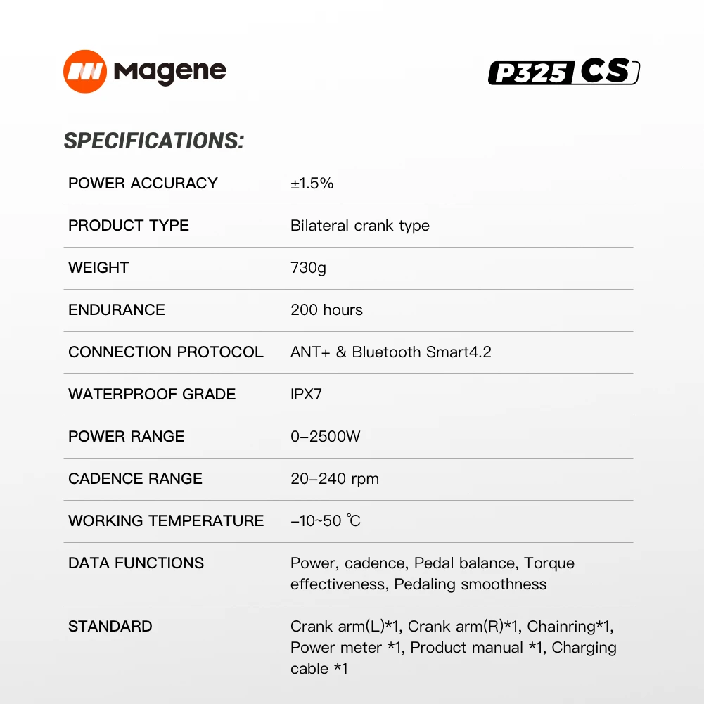 magene p325 cs power meter rechargeable dual side crankset road bike crank computer waterproof speedmeter for sram shimanobb86 free global shipping