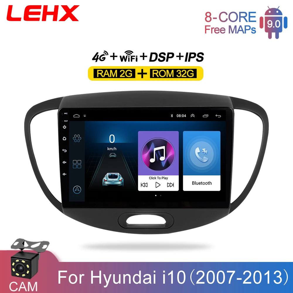 

Автомагнитола LEHX, 2din, dvd, GPS, Android, мультимедийный проигрыватель для Hyundai I10, 2008, 2009, 2010, 2011, 2012