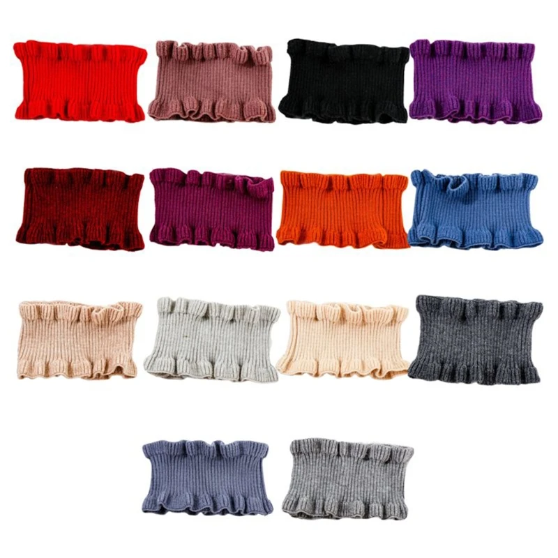 Женский зимний шейный обогреватель ребристая трикотажная оборка отделка