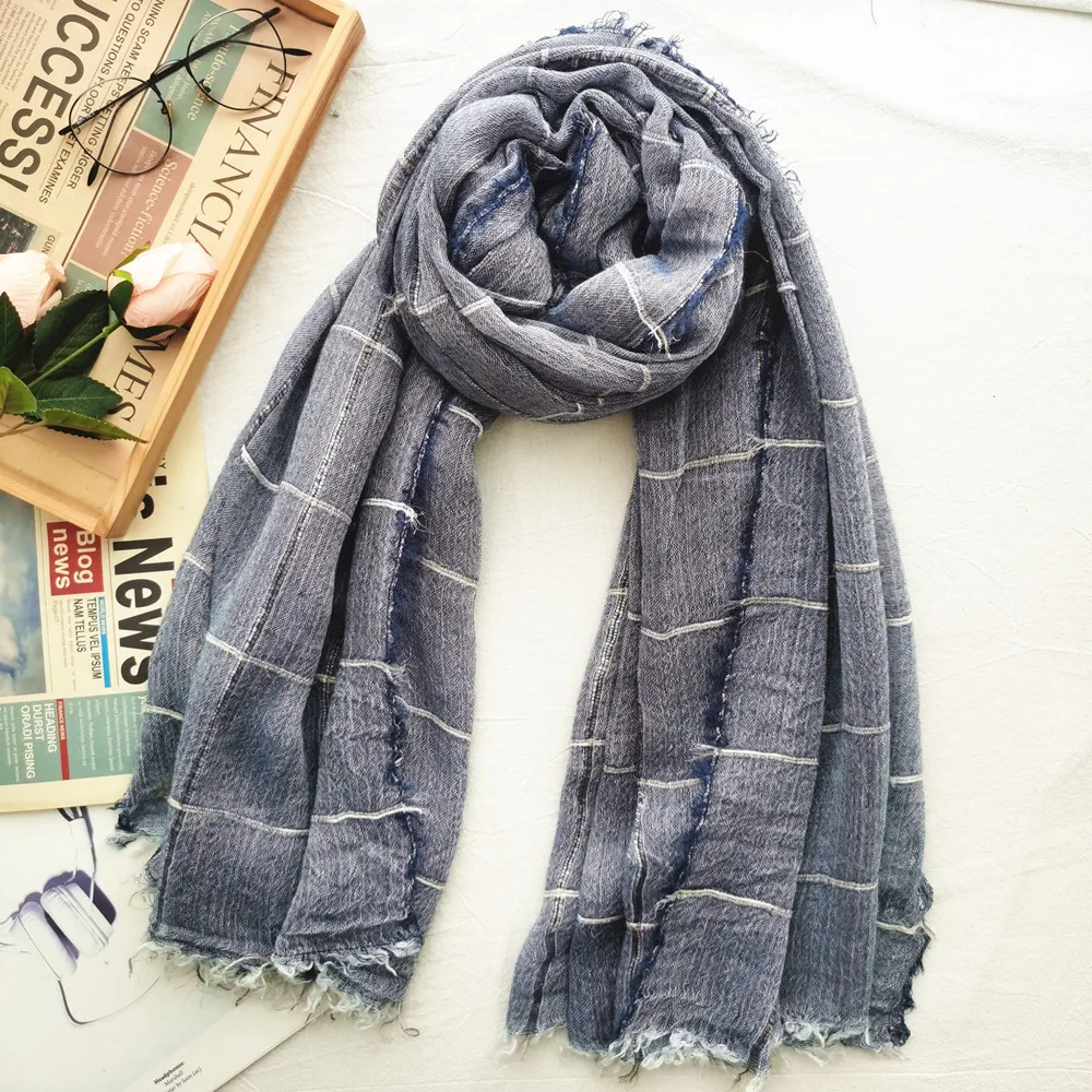 

Warm Wool Women Scarf Luxury Big SIze Plain Solid Elegant Korean Style Cotton Linen Shawl Muffle Men Scarf
