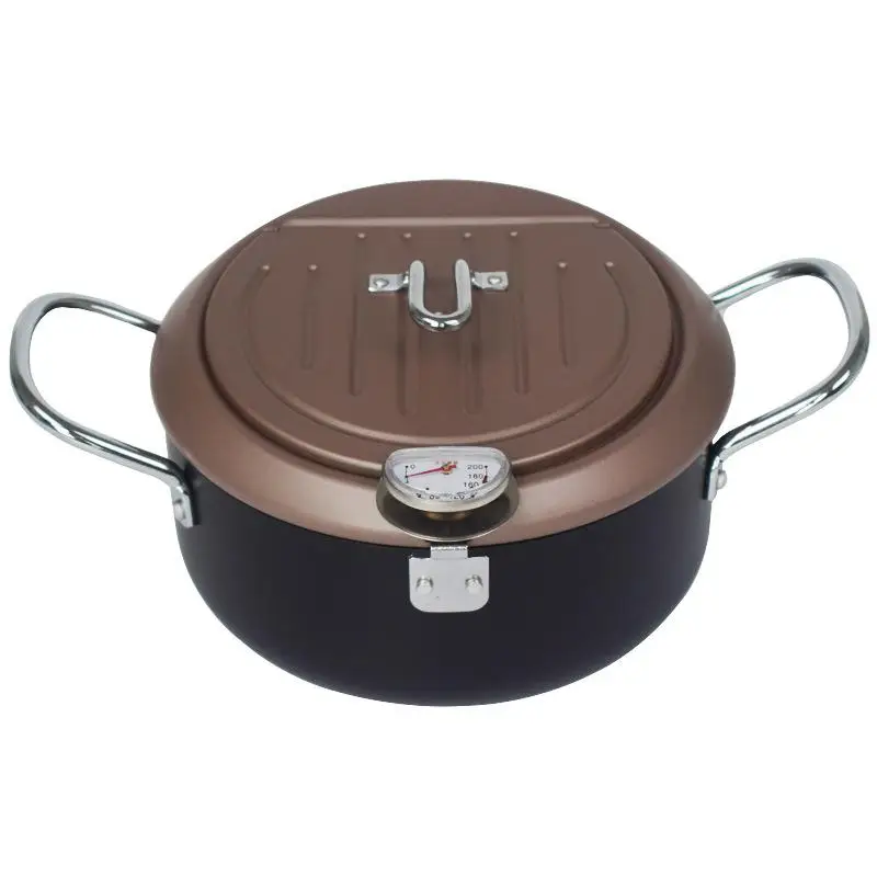 

Deep Frying Pot Tempura Fryer Pan Temperature Control Cooking Tool 20cm Kitchen Utensil