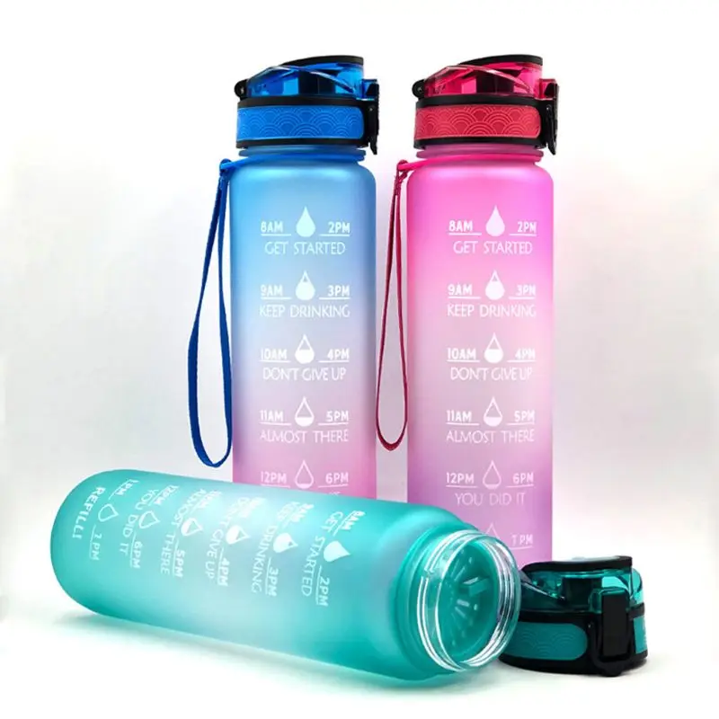 

Frosted Gradient Large Capacity Portable Cup Leakproof Outdoor Fitness Reusable Drinking Water Bottle for Running