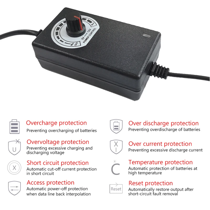 Gdstime US /EU /UK розетки AC 100V 240V переменного тока в постоянный 3V 4V 12V 2A Регулируемый
