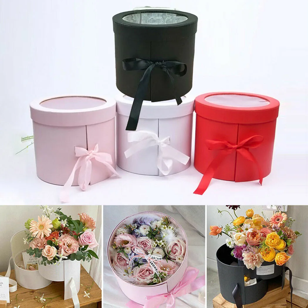 

Vase Gift Box With Lid Wrapping 2Tier Bouquet Container Decoration Florist