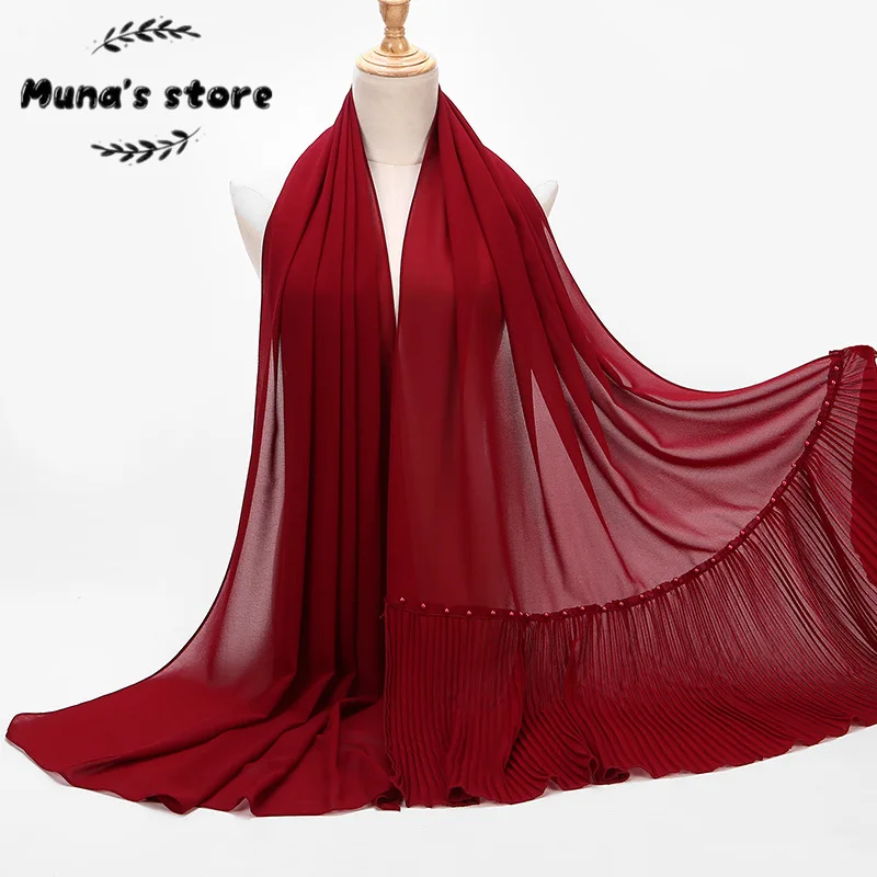 Мусульманский шарф Для женщин обычный пузырь шифон хиджаб головные обручи