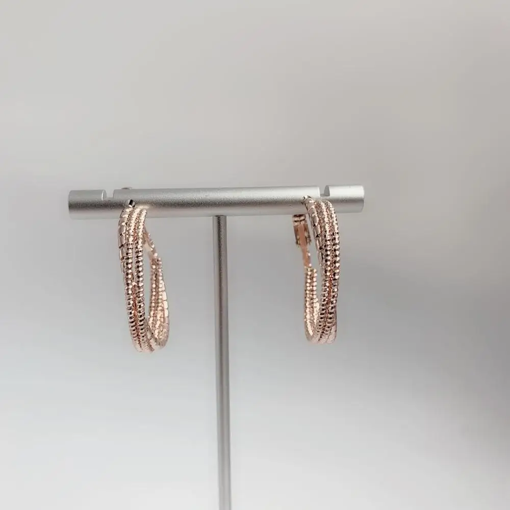 Новые золотые серьги из розового золота Модная бижутерия свадебные подарки