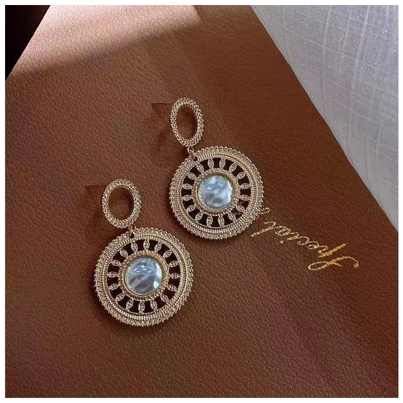 2020 Новое поступление модные круглые женские серьги с искусственным жемчугом