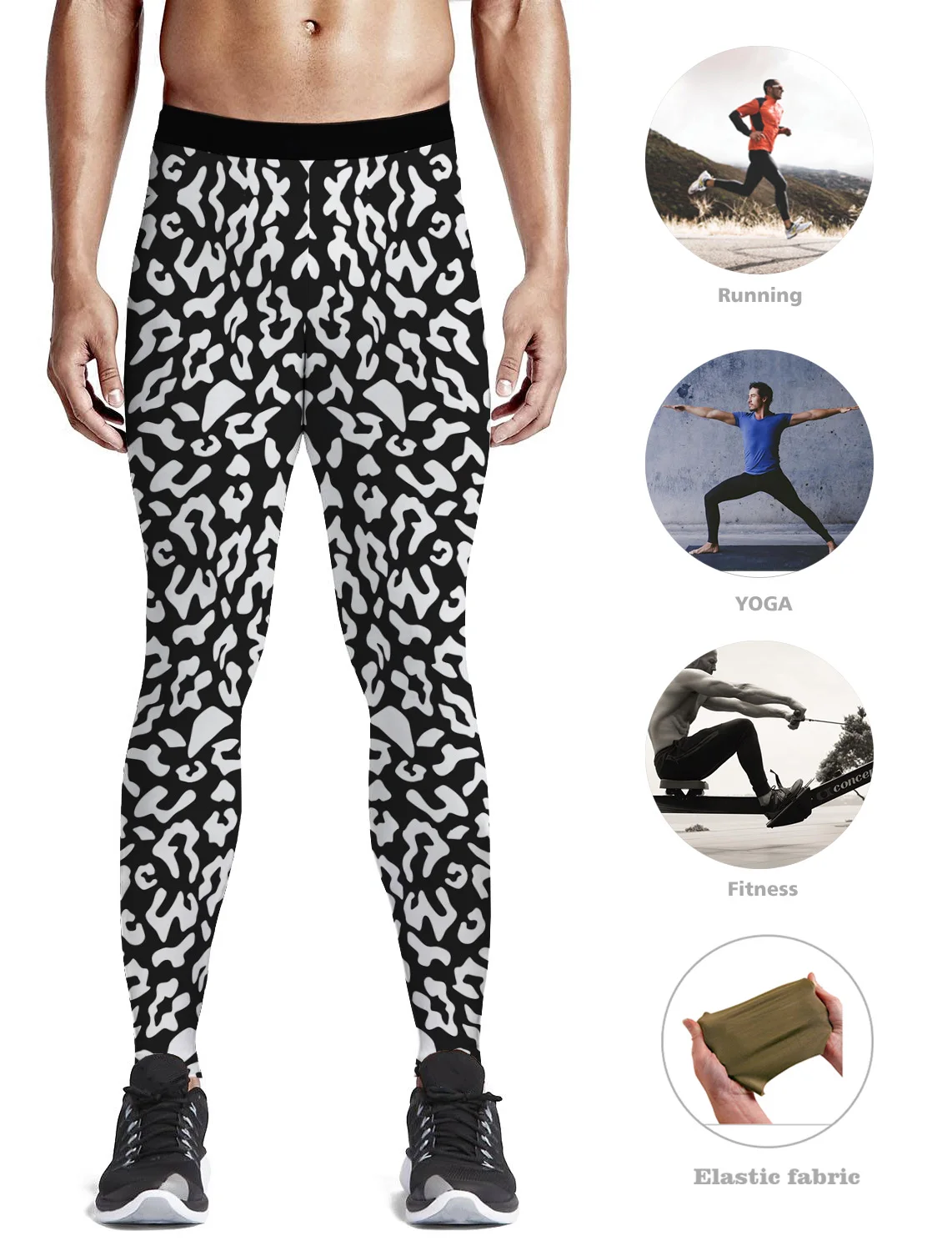 Черные белые леопардовые брюки мужские пижамы вечерние до колен износостойкость