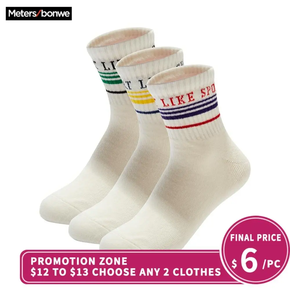 Metersbonwe Женские повседневные хлопковые спортивные носки вязаные средней длины