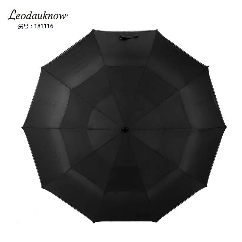 Leodauknow сильный ветер Зонт Автоматический ветрозащитный 10 ребра светоотражающий двойной слой дождя зонты для мужчин женщин гольф безопасности