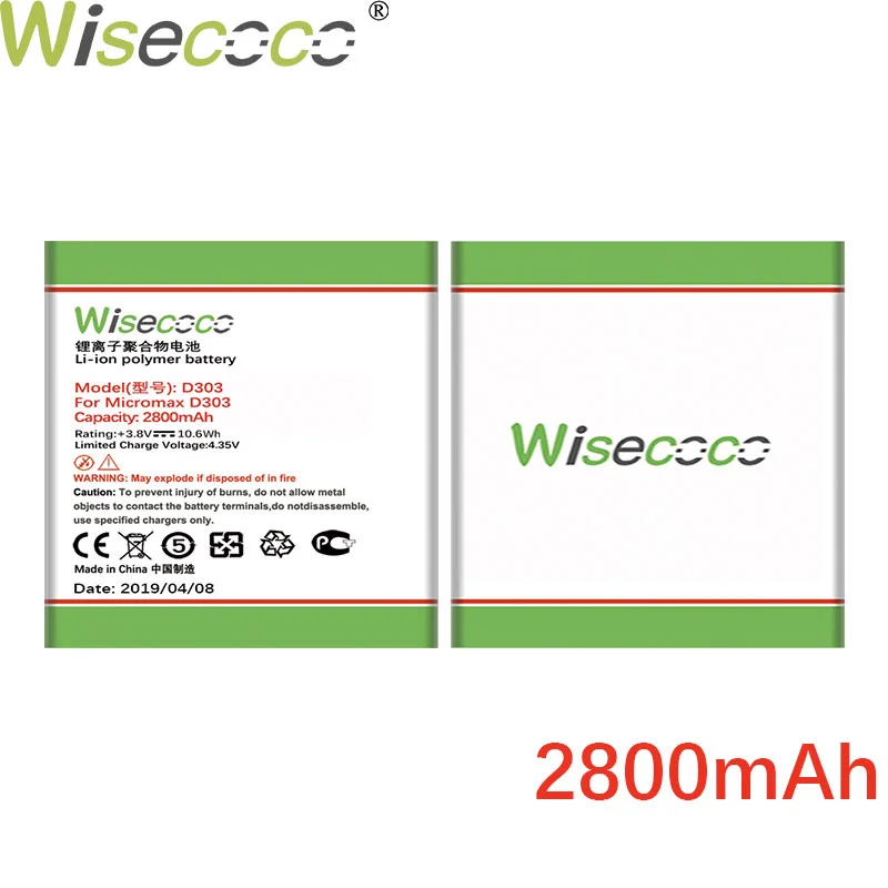 Wisecoco Новинка D303 литий-ионная аккумуляторная батарея для Micromax D303 D 303 замена сотового телефона+ номер отслеживания