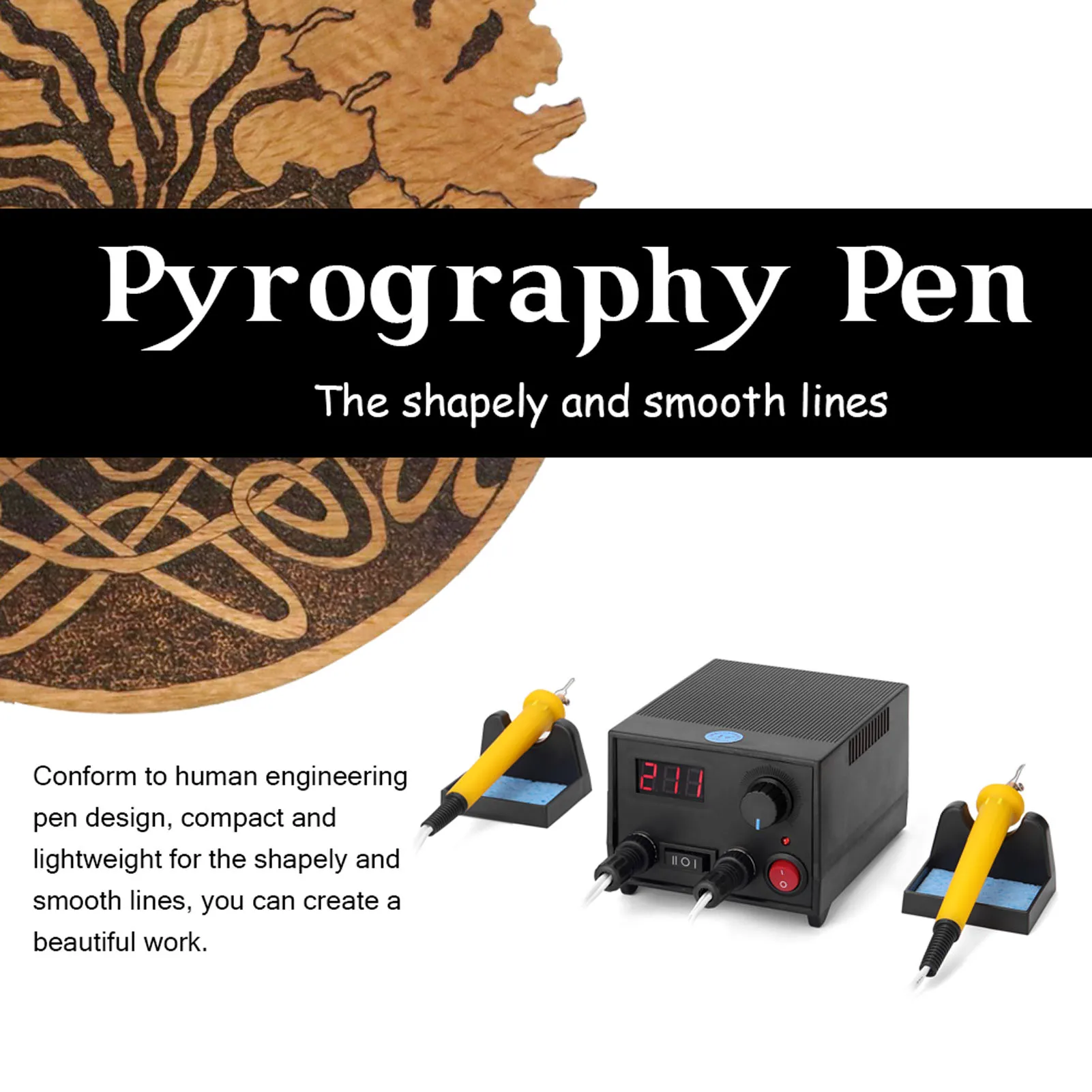 

Multifunctional Digital Electric Gourd Wooden Pyrography Machine with 20pcs Heating Pen Heads