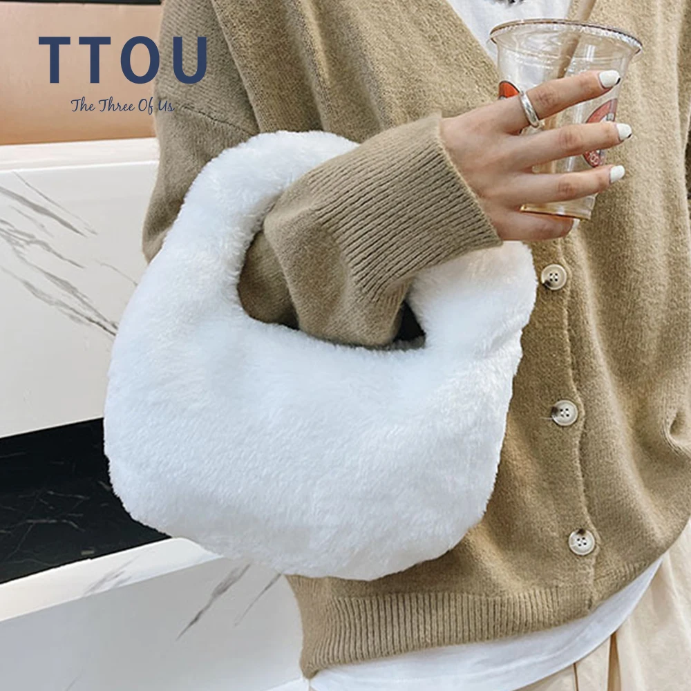 Winter Plush Shopper Tote Bag for Women Luxury Brand Fluffy Faux Fur Bag Fashion Mink Fur Handbag Designer Ladies Shoulder Bags