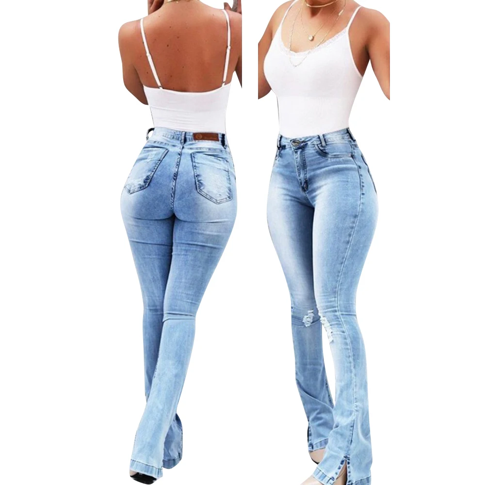 

Girls Slim Fit Elegant Female Denim Trousers Bell Bottom Y2k Vintage Streetwear Flared Pant Women Washed Ladies Skinny Jeans D30