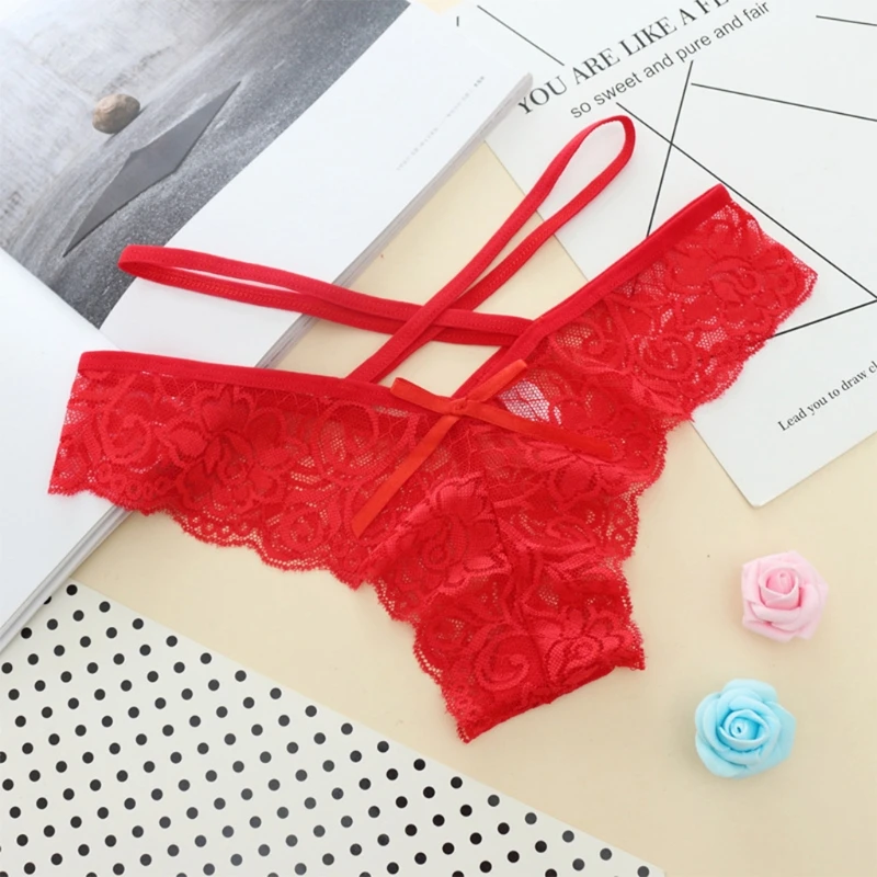 

Women Sexy Low Rise Criss Cross Panties G-String Floral Lace Thong Underwear