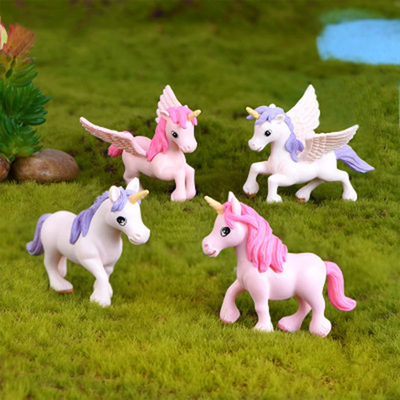 Миниатюрный 2 шт Lover Pony Pegasus Единорог пластиковый ремесленный Декор Аксессуары