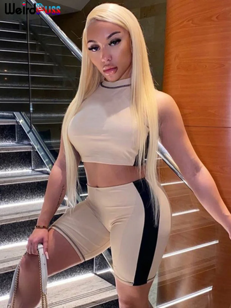 

Женский спортивный костюм с принтом и круглым вырезом, без рукавов