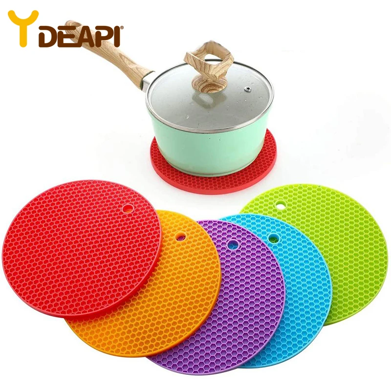 

YDEAPI Round Heat Resistant Silicone Mat Drink Cup Coasters Non-slip Pot Holder Table Placemat Kitchen Accessories Onderzetters