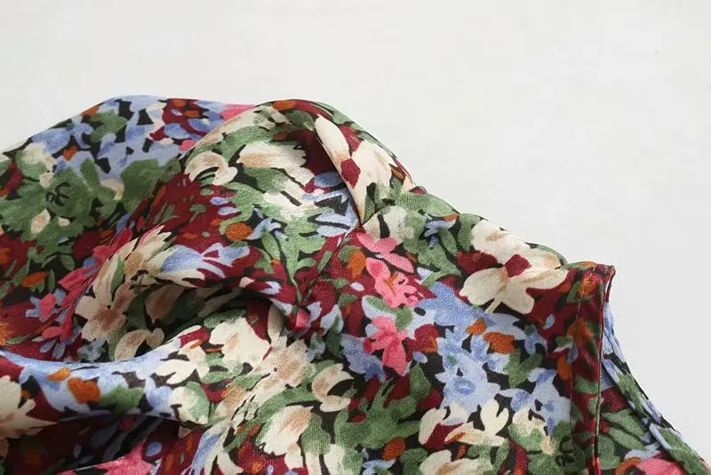 Fashion Women Prairie Chic Multicolor Floral Print Dress Long Sleeve O Neck A-line Mini Dress Autumn vestido OZZ9369　