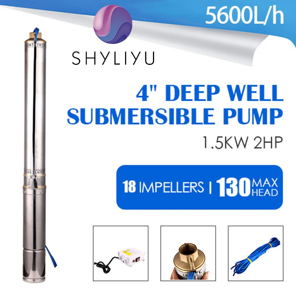 Фото Погружной глубоководный насос SHYLIYU 4 дюйма 2 л.с. из нержавеющей стали 220 В 1 25 выход Погружной глубоководный насос SHYLIYU 4 дюйма 2 л.с. из нержавеющей стали 220 В 1 25 выход