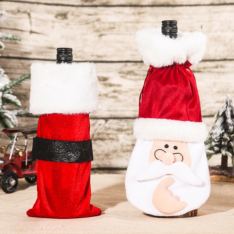 

2022 New Chiristmas Santa Claus Pouch Bags Snowman Elk Bottle Home Dress Bag