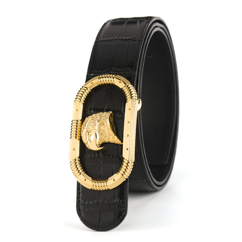 

2021 New Business casual genuine leather belt Fashion top leather cowskin leather for men Eagle head stainless steel belt buckle