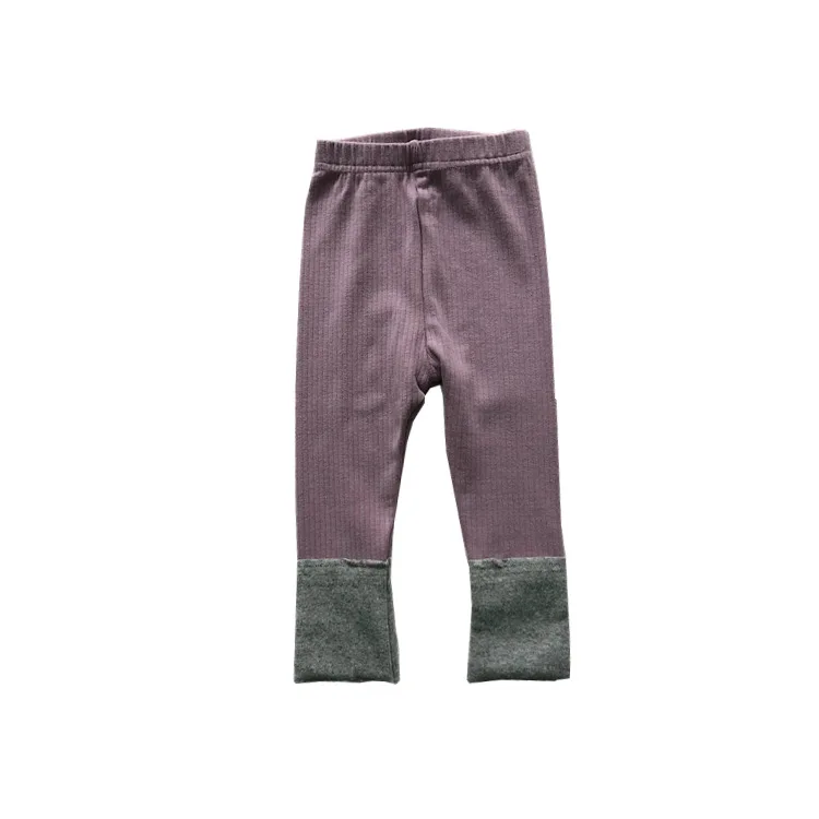 purple pants Весенний детский спортивный костюм детский пижамный комплект в рубчик для маленьких мальчиков и девочек; хлопковая Домашняя одежда; комплект из футболки и штанов одежда для маленьких девочек - Цвет: purple pants