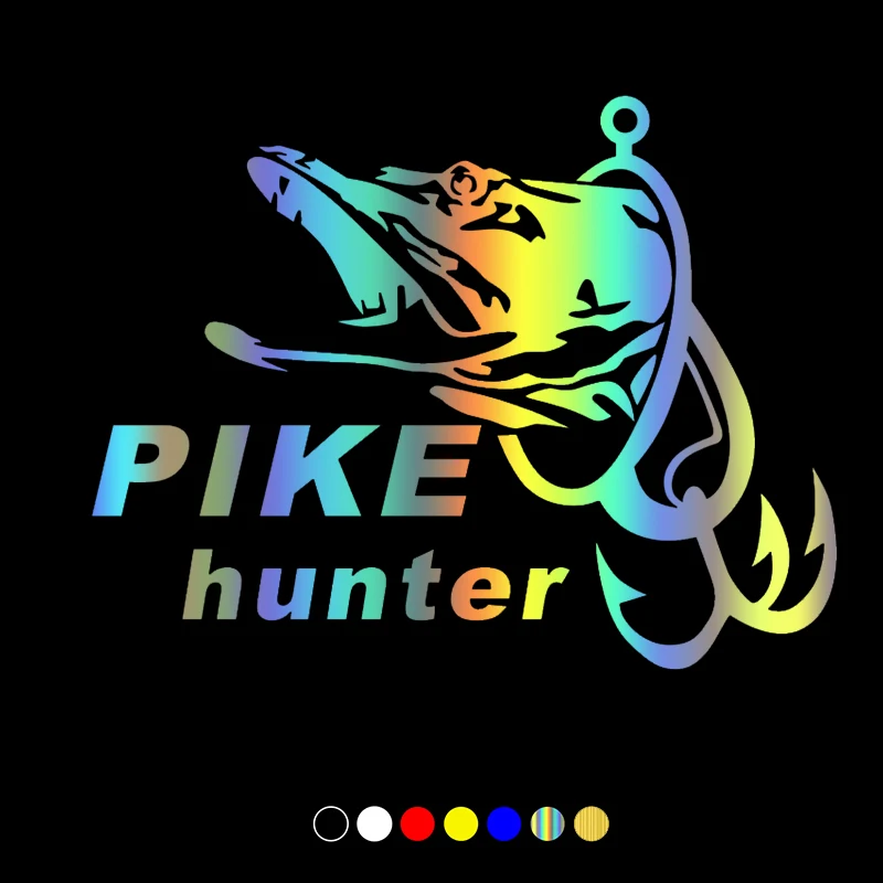 

30138# 19x15 cm pike hunter car sticker reflective vinyl decal waterproof stickers on truck bumper rear window