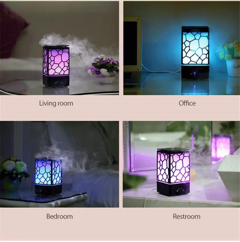 

200ml Water Cube Aroma Diffuser Essential Oil Diffuser Colorful Lights Ultrasonic Humidifier Timing Mist Maker Home Air Purifier