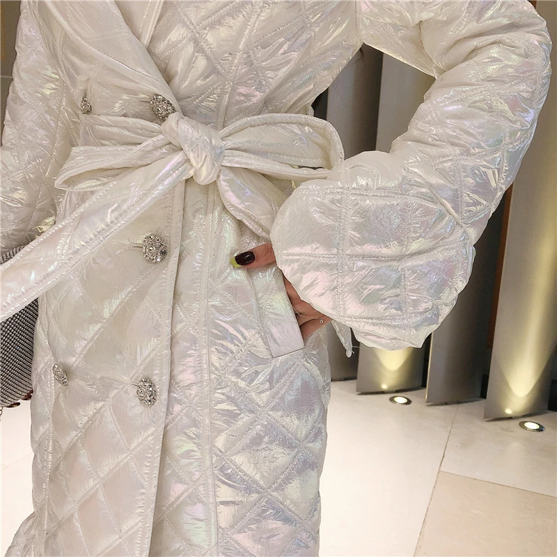 Осеннее Элегантное длинное зимнее пальто для женщин тонкая плотная одежда из