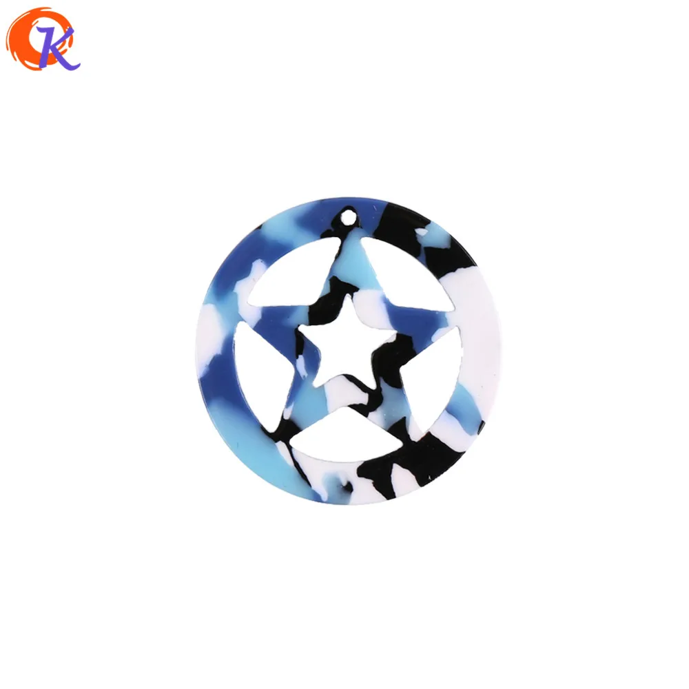 

Choose Colors 30x30MM Jewelry Accessories 20Pcs/Lot Round Shape With Star Acetic Acid Material Bead Charms For Jewelry Making