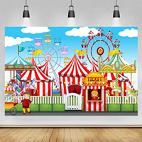red circus backdrop amusement park tents carnival carousel kids birthday party banner photography background photo booth props