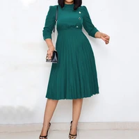 african dress for women fashion new high waisted pleated temperament commuter elegant office ladies work business dress midi ol