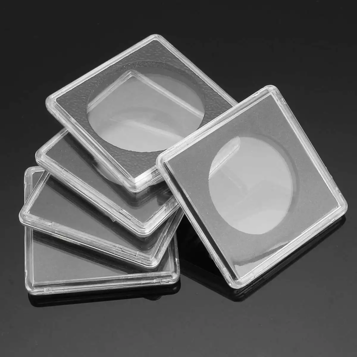 

10 шт., прозрачные круглые футляры для монет, 24-40 мм