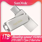 Флеш-накопитель SanDisk SDDDC4 USB 3,1 объемом 1 ТБ, флеш-накопитель Type C объемом 128 ГБ, флеш-накопитель 256 ГБ, 32 ГБ, 64 ГБ, металлический флеш-накопитель Type C OTG для телефона, флеш-накопитель на 512 ГБ