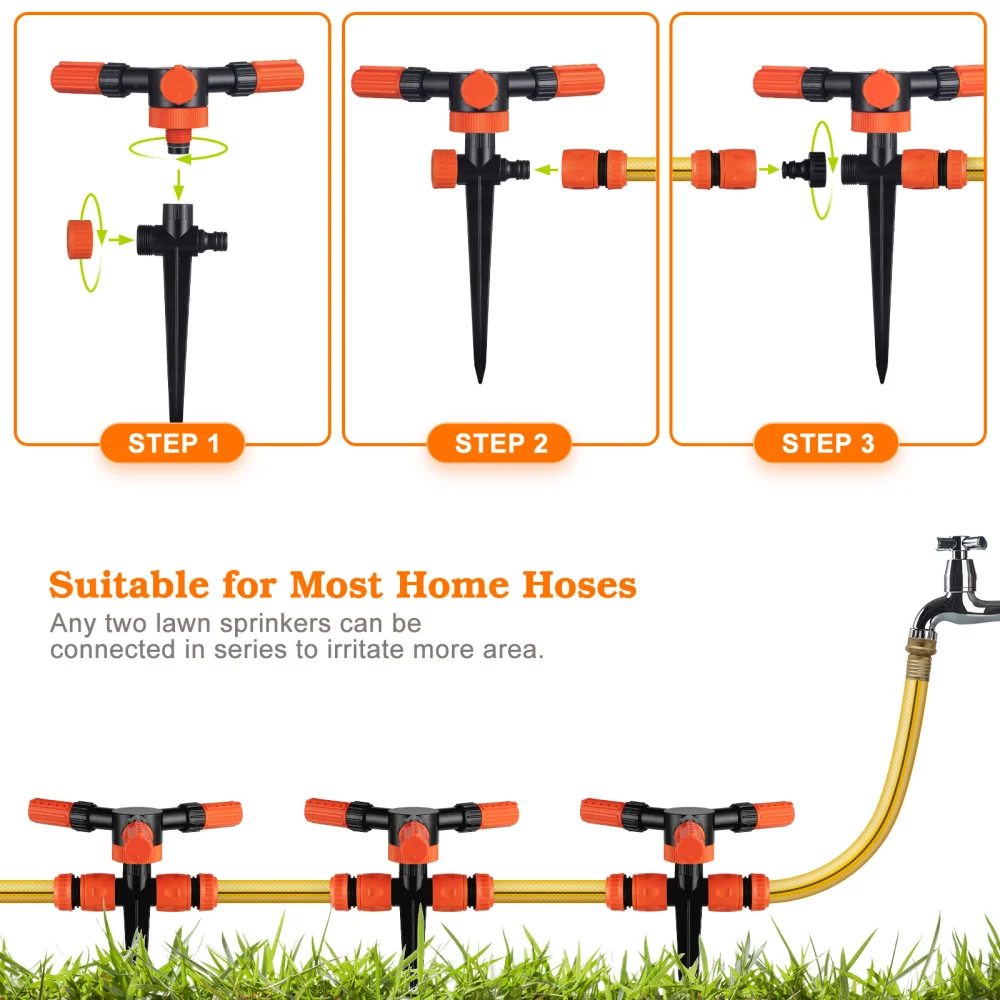 

HOMEMAXS 360 Lawn Sprinkler Automatic Garden Water Sprinkler Yard Irrigation System with Ground Spike