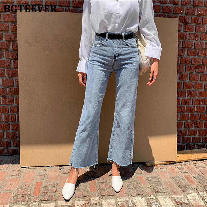Джинсы BGTEEVER женские с широкими штанинами уличная одежда из денима свободные
