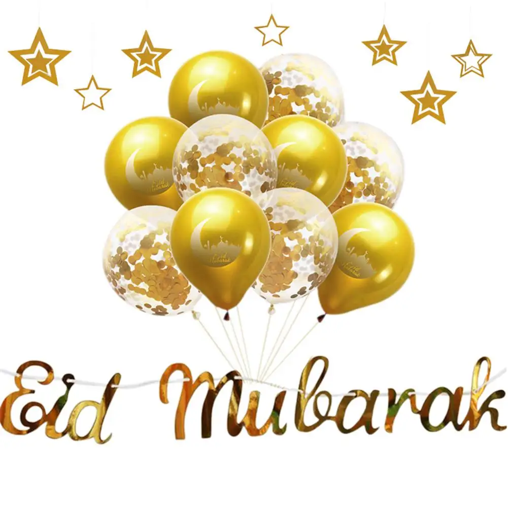 

Eid Mubarak Balloons Ballon Aid Moubarak Decor Ramadan Kareem Eid Decorations Banner Star Moon Latex Balloon Party welcoming