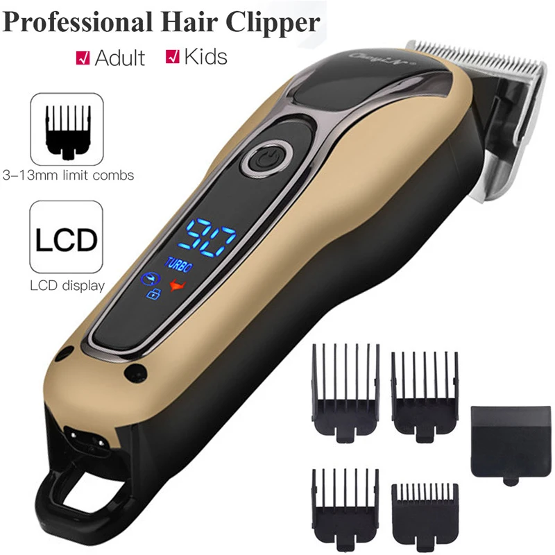 Máquina de Cortar Aparador de Cabelo Máquina de Corte de Cabelo Profissional Barbeiro Cabelo Homem Recarregável Poderoso Elétrico Lcd Adultos Crianças 49 3 máquina de corte de cabelo adultos crianças 49